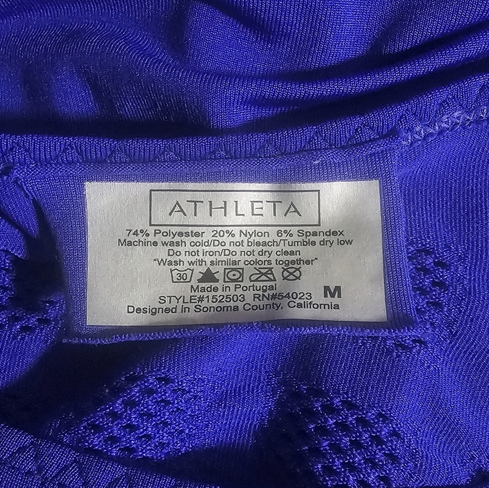 Athleta Blue Purple Namaste Seamless Yoga Long Sleeve Top Thumbholes Size M - Picture 2 of 6